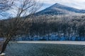 Wintertime View of Abbott Lake and Sharp Top Mountain Royalty Free Stock Photo